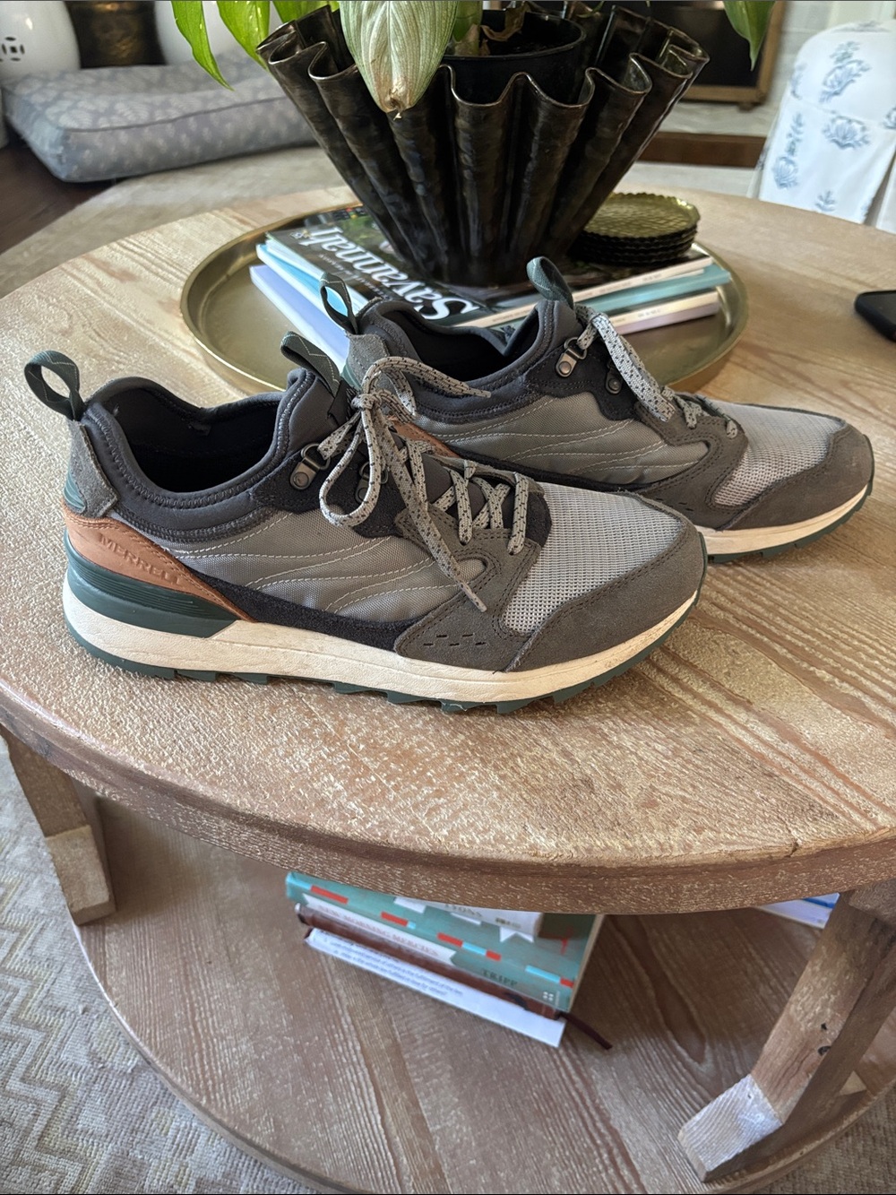 Merrell Grey Mesh & Suede Athletic Sneakers - Casual Comfort